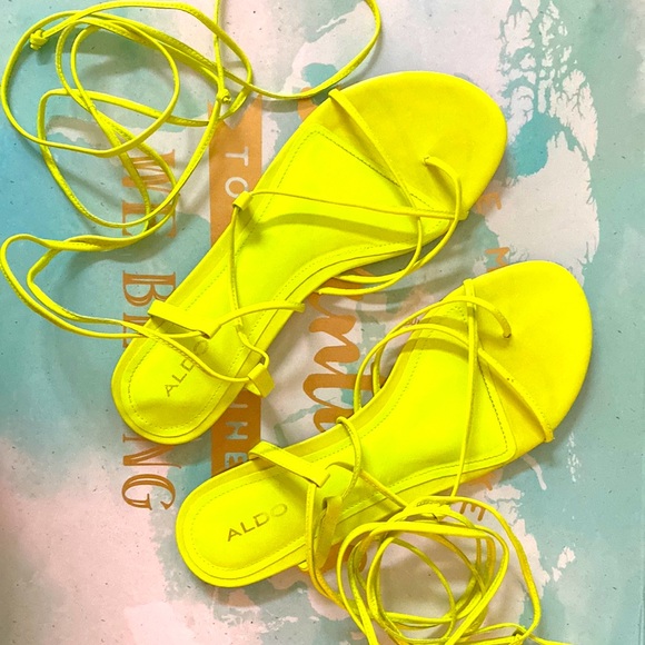 Aldo Shoes - ALDO - highlighter yellow tie up sandals